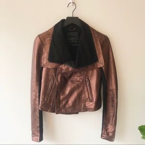 Veda Metallic Leather Jacket